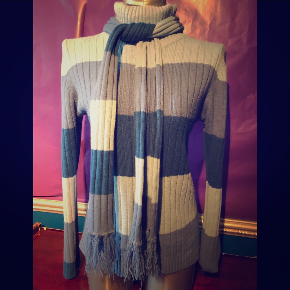 Beautiful blue sweater and scarf